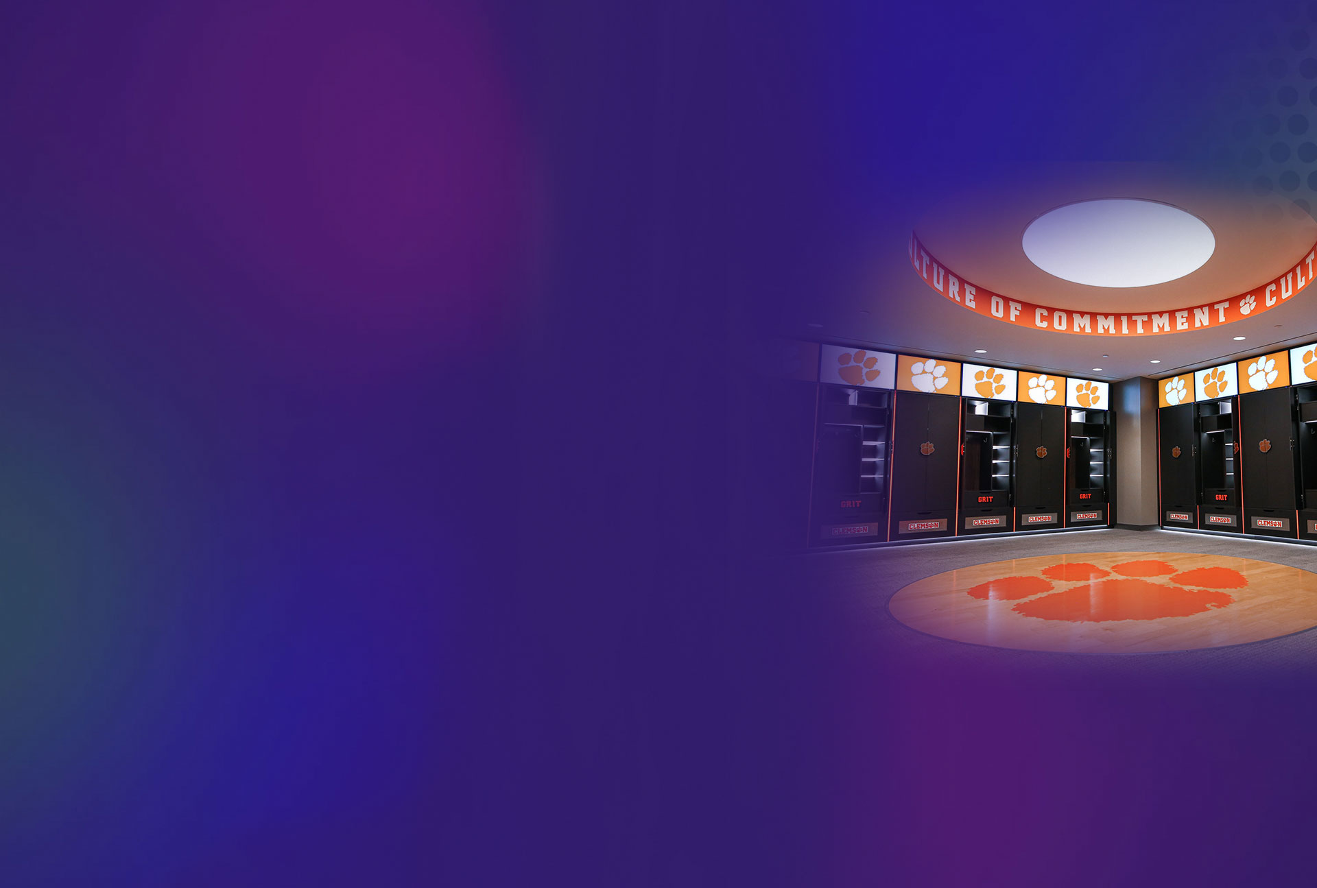 Hero image of Clemson University using BrightSign digital signage technology in the locker room