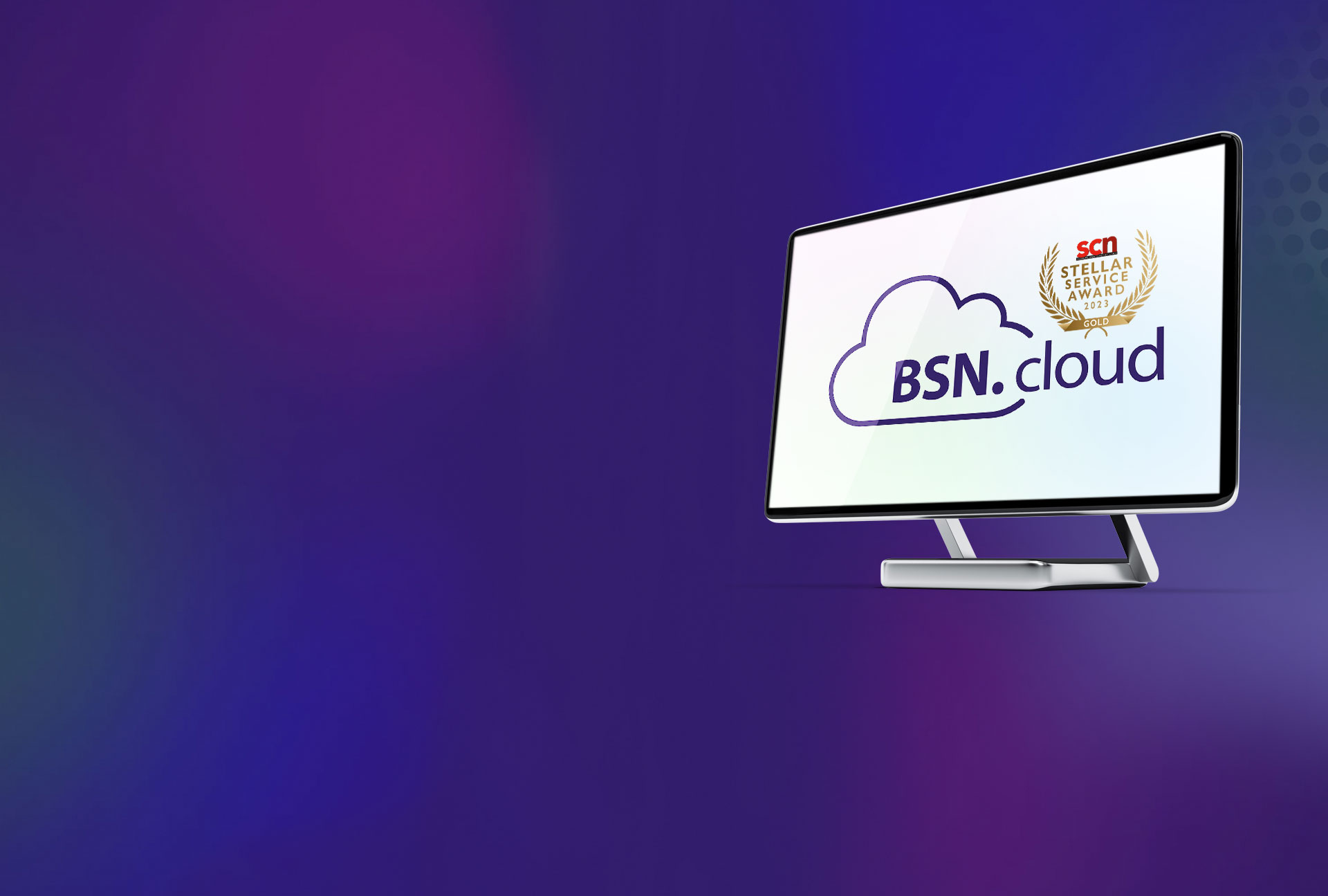 heroïsch beeld van monitor met BSN.cloud-logo