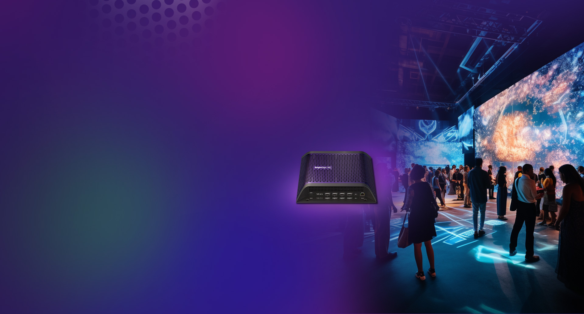 BrightSign XC5 digital signage player hero image showcasing immersive example version 3