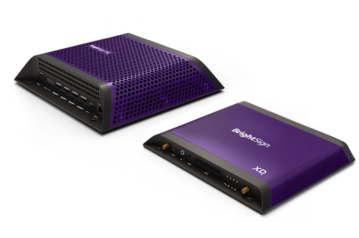 Sideview of BrightSign XC5 and XD5 digital media players
