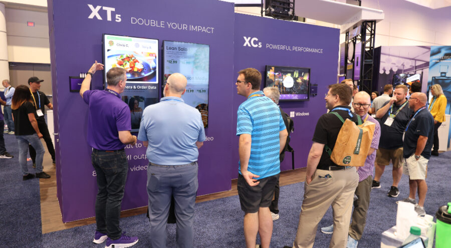 BrightSign XT5 digital signage player dual-screen broadcast TV demo at InfoComm 2025