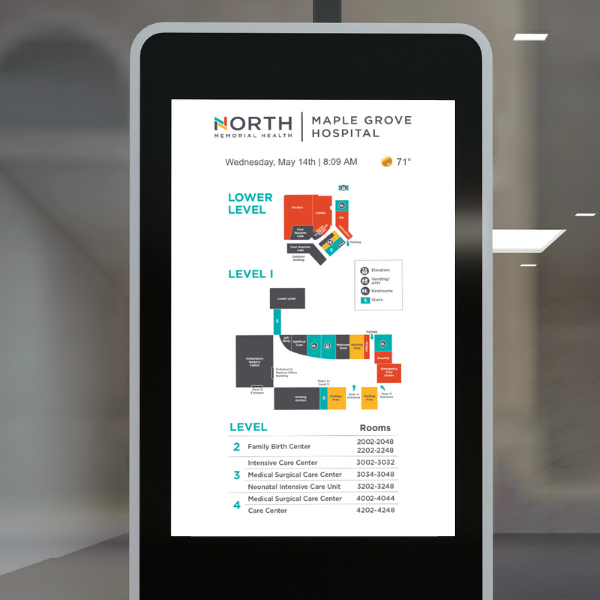 North Memorial & BrightSign digital signage for hospital wayfinding