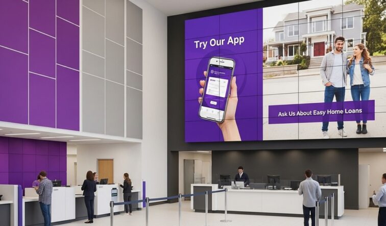 Digital signage for bank branches and financial institutions