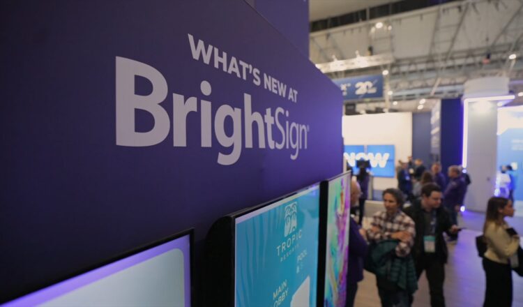 What's New at BrightSign booth wall at ISE 2026