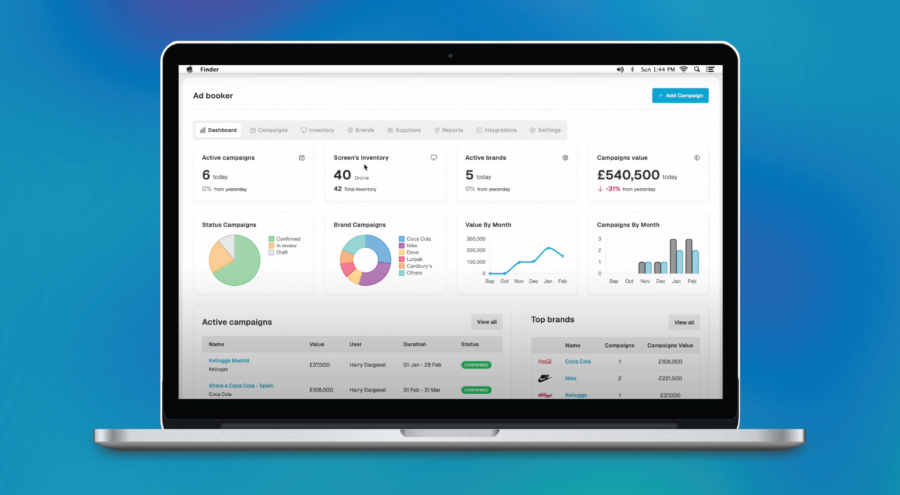 Beispielbildschirm des NowSignage RMN Ad Booker CMS